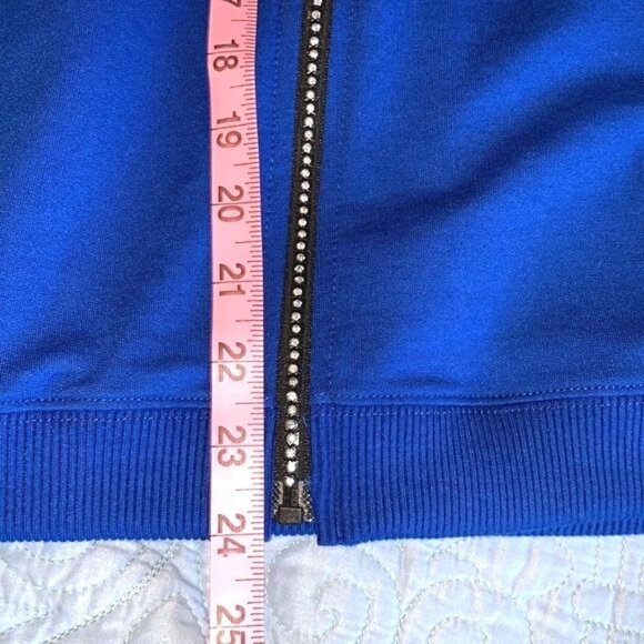 Drapers & Damons Ladies Blue Rhinestone Zip-Up Cardigan Jacket 100% Cotton Size - Picture 10 of 10